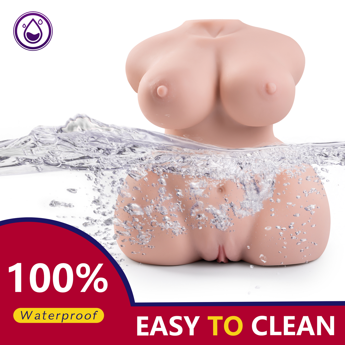 Premium realistic adult torso masturbator made of medical-grade TPE/silicone, featuring anatomically accurate breasts, textured intimate zones, and ergonomic contours.