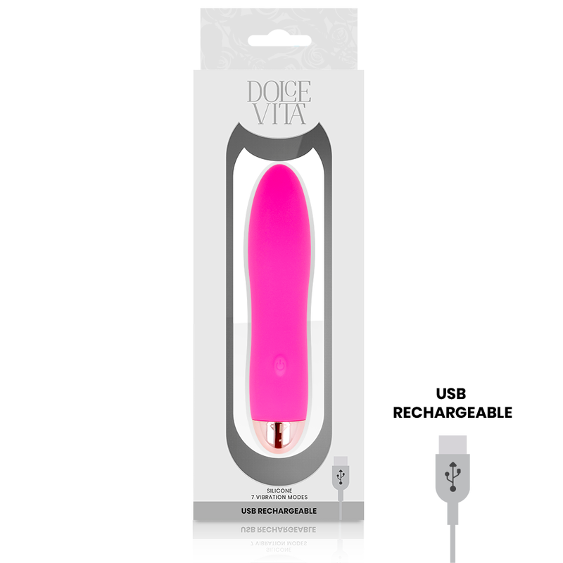 DOLCE VITA - UPPLADDNINGSBAR VIBRATOR FYRA ROSA 7 HASTIGHETER