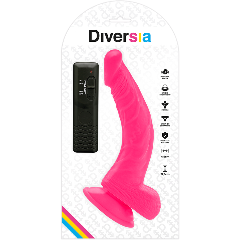 DIVERSIA - JOUSTAVA VÄRÄILEVÄ DILDO VAALEANPUNAINEN 21,5 CM -O- 4,5 CM