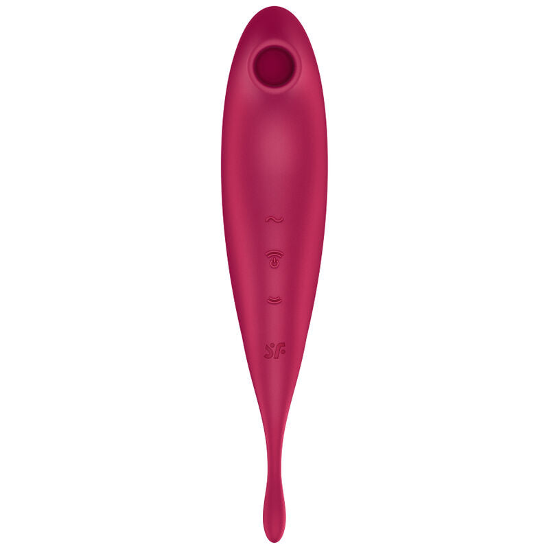 SATISFYER - TWIRLING PRO+ ILMASYKSI-STIMULAATTORI JA VIBRAATORISOVELLUS PUNAINEN