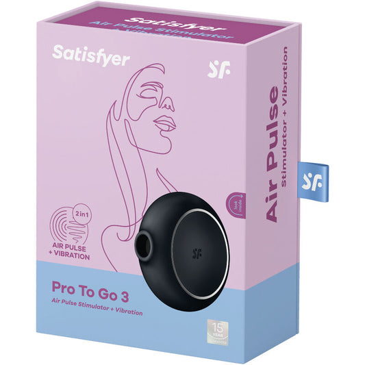 SATISFYER - PRO TO GO 3 KAKSOISPULSSISTIMULAATORI JA VIBRAATORI MUSTA