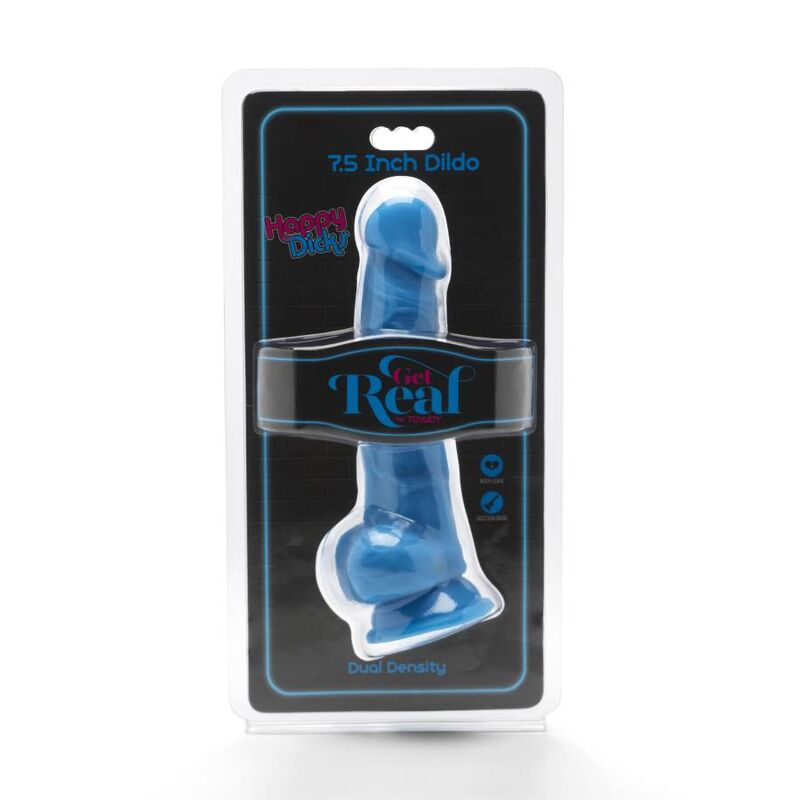 GET REAL - HAPPY DICKS 19 CM KUUMENILLA SININEN