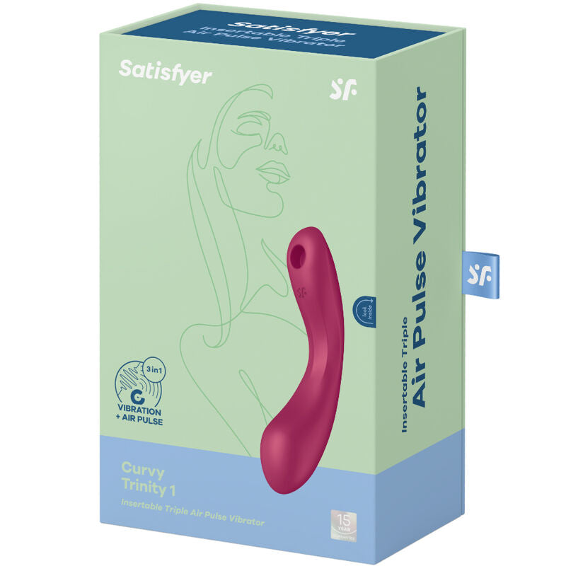 SATISFYER - CURVE TRINITY 1 -PUNAINEN AIR PULSE -TÄRINÄVIRHEETÄVÄ