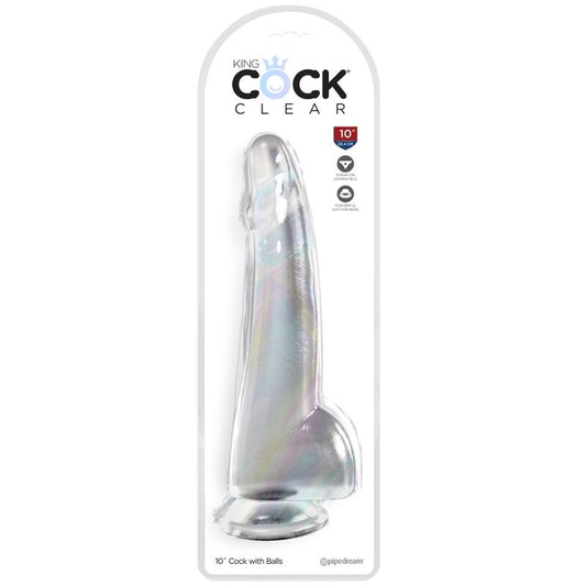 KING COCK - LÄPINÄKYVÄ DILDO KIVEKSILLÄ 19 CM