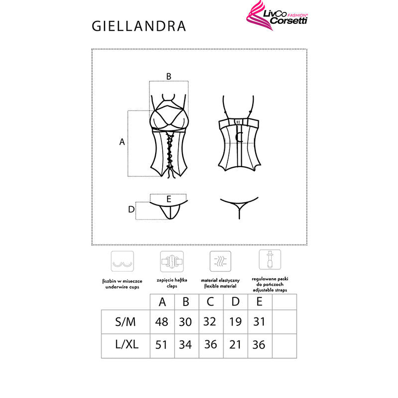 LIVCO CORSETTI FASHION - GIELLANDRA FOR THE SENSES -KOKOELMA KORSETTI + ALUSHOUSUT MUSTA L/XL