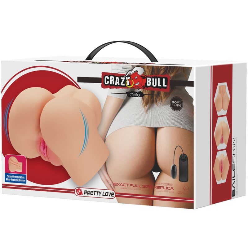 CRAZY BULL - REALISTINEN VAGINA- JA PERÄAUKKOVIBRAATORI HAILEY