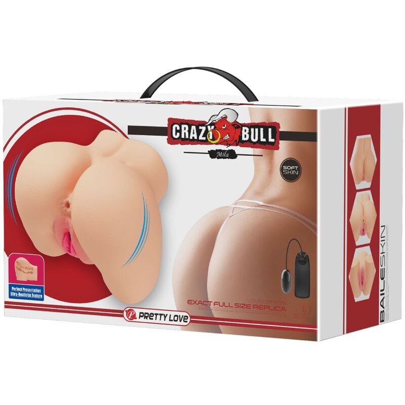 CRAZY BULL - REALISTINEN VAGINA- JA PERÄAUKKOVIBRAATORI MILA