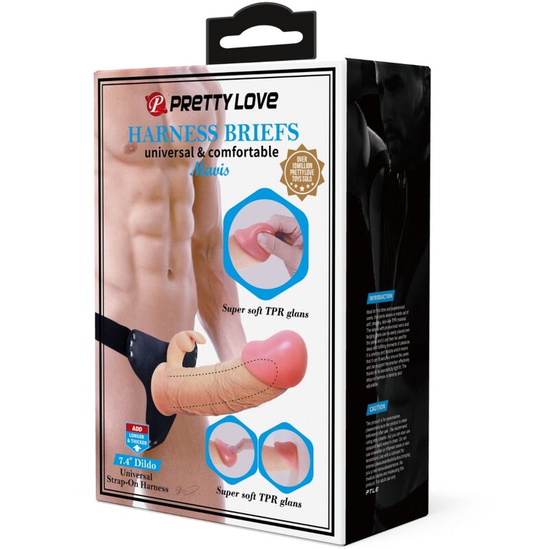PRETTY LOVE - MAVIS HARNESS -YLEISPITUISET ALUSHOUSUT DILDOILLA 19 CM LUONNOLLINEN