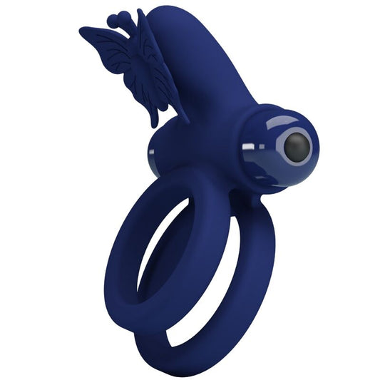 PRETTY LOVE - JAMELE KAKSOISRENGAS VÄRINÄLLÄ JA PERHOSTIMULAATTORILLA, SININEN