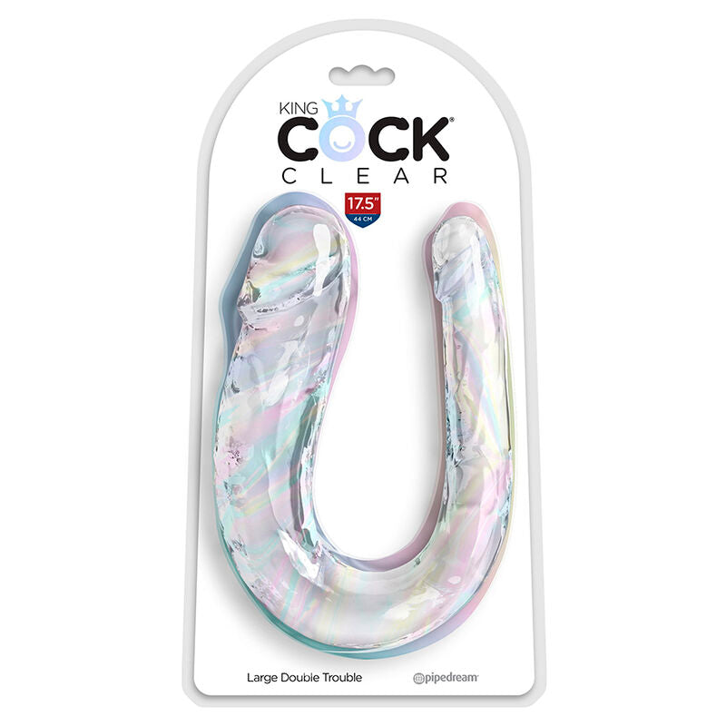 KING COCK - DOUBLE TROUBLE KAKSOISDILDO 44 CM KIRKAS