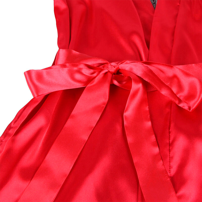 SUBBLIME - 954024 PITSISETÄISELLÄ TEHDYLLÄ VARUSTETTU CAMISOLE + THONGIT PUNAINEN/MUSTA L/XL