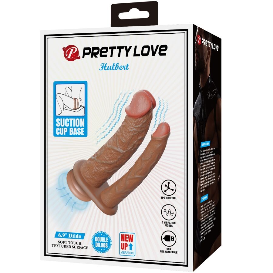 PRETTY LOVE - HULBERT DOUBLE REALISTIC DILDO WITH VIBRATION MULATO
