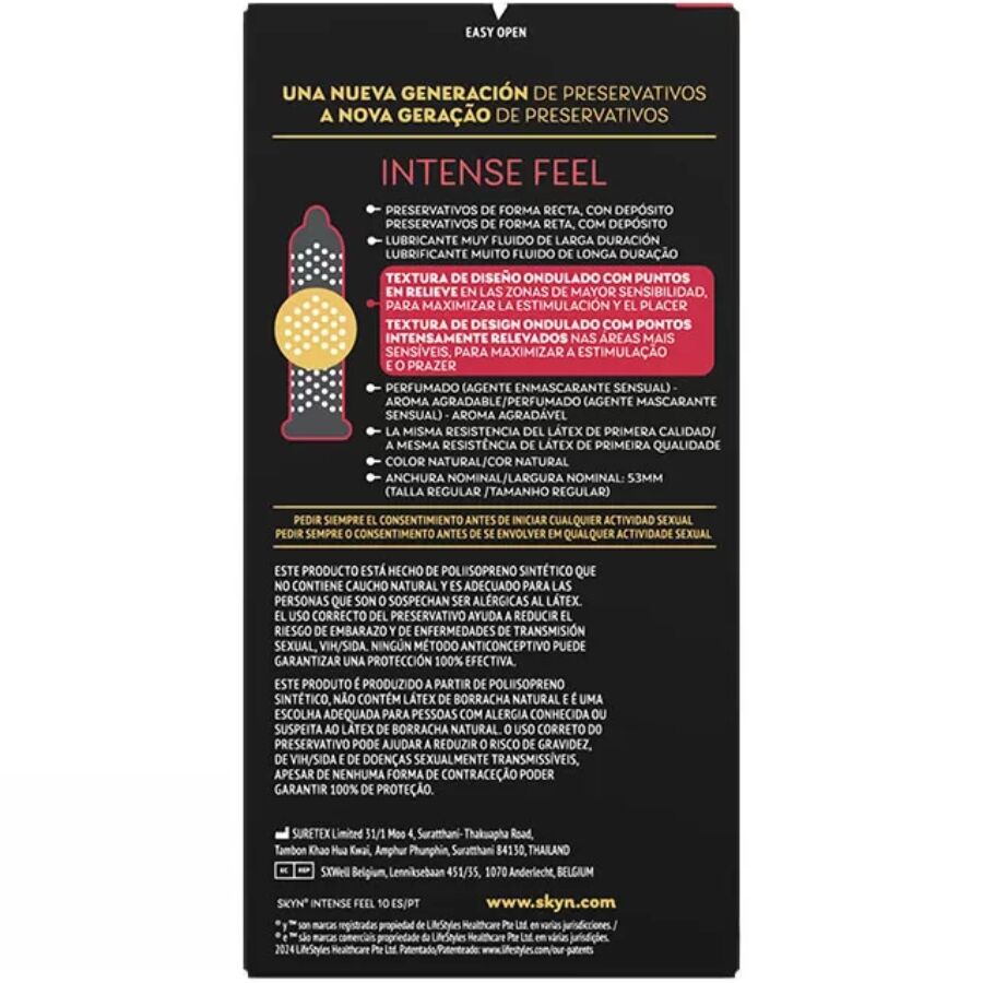 SKYN - INTENSIIVISEN TUNTUMAINEN TEKSTUROITU KONDOMI AALTOLEIKKAUKSELLA 10 KPL