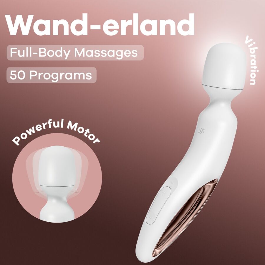 SATISFYER - WAND ERLAND VÄRISEVÄ HIERONTALAITE VALKOINEN