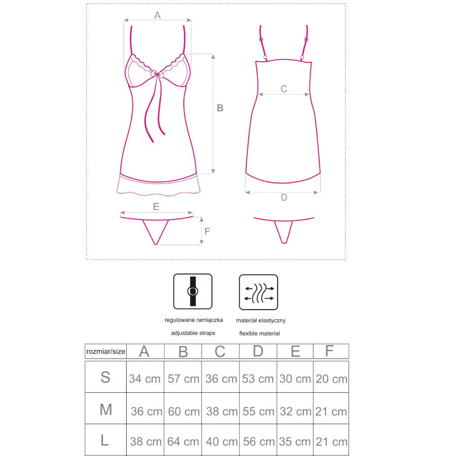 LIVCO CORSETTI FASHION - LUISE 1710 BABYDOLL + THONGIT MUSTA XL