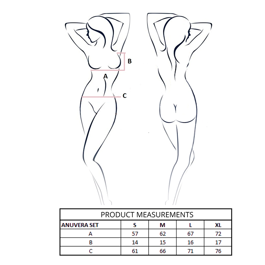PASSION - ANUVERA-RINTALIIVI + STRINGIT SETTI MUSTA L/XL