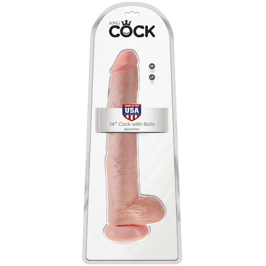 KING COCK - DILDO KUULIPERÄLLÄ 35,6 CM LIHASTA