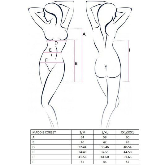 PASSION - NAISTEN MADDIE MUSTA KORSETTI KOKO L/XL