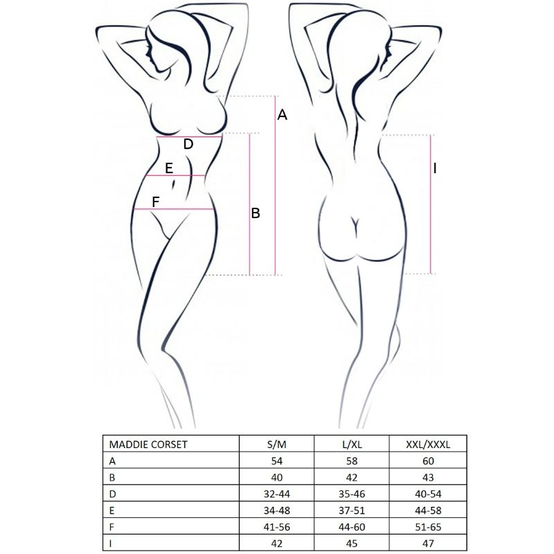 PASSION - NAISTEN MADDIE MUSTA KORSETTI KOKO L/XL