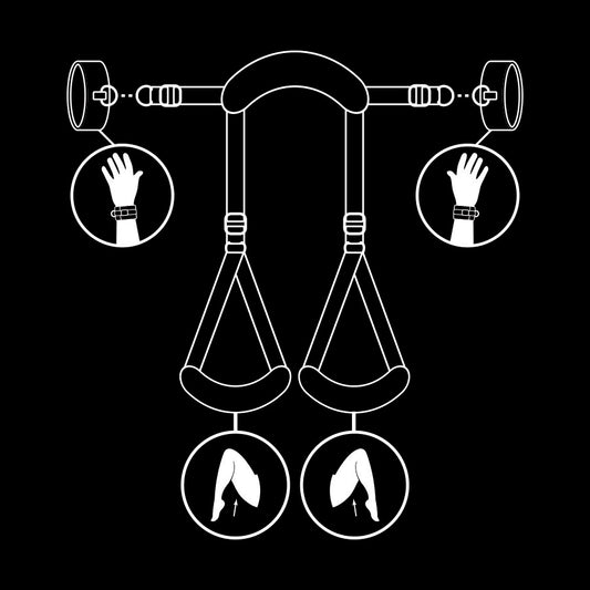 Fetissi alistuva - avoimet jalat asento nopreenivuoratuilla käsiraudoilla