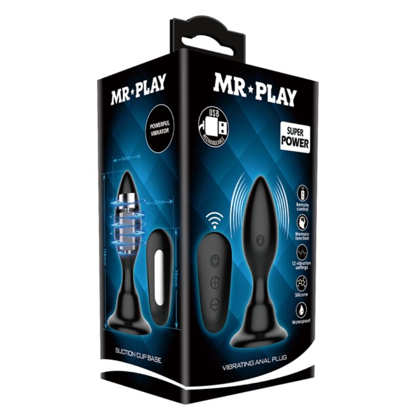 MR PLAY - ANALPLUGG MED VIBRATION SVART FJÄRRKONTROLL