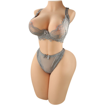 Premium realistic adult torso masturbator made of medical-grade TPE/silicone, featuring anatomically accurate breasts, textured intimate zones, and ergonomic contours.