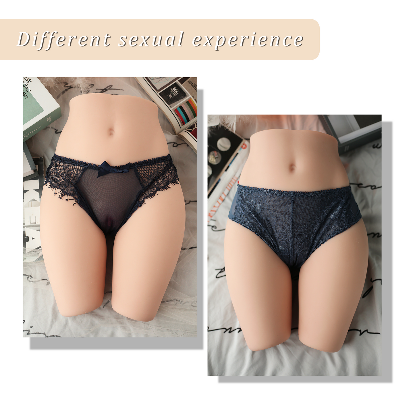 Premium realistic adult torso masturbator made of medical-grade TPE/silicone, featuring anatomically accurate breasts, textured intimate zones, and ergonomic contours.