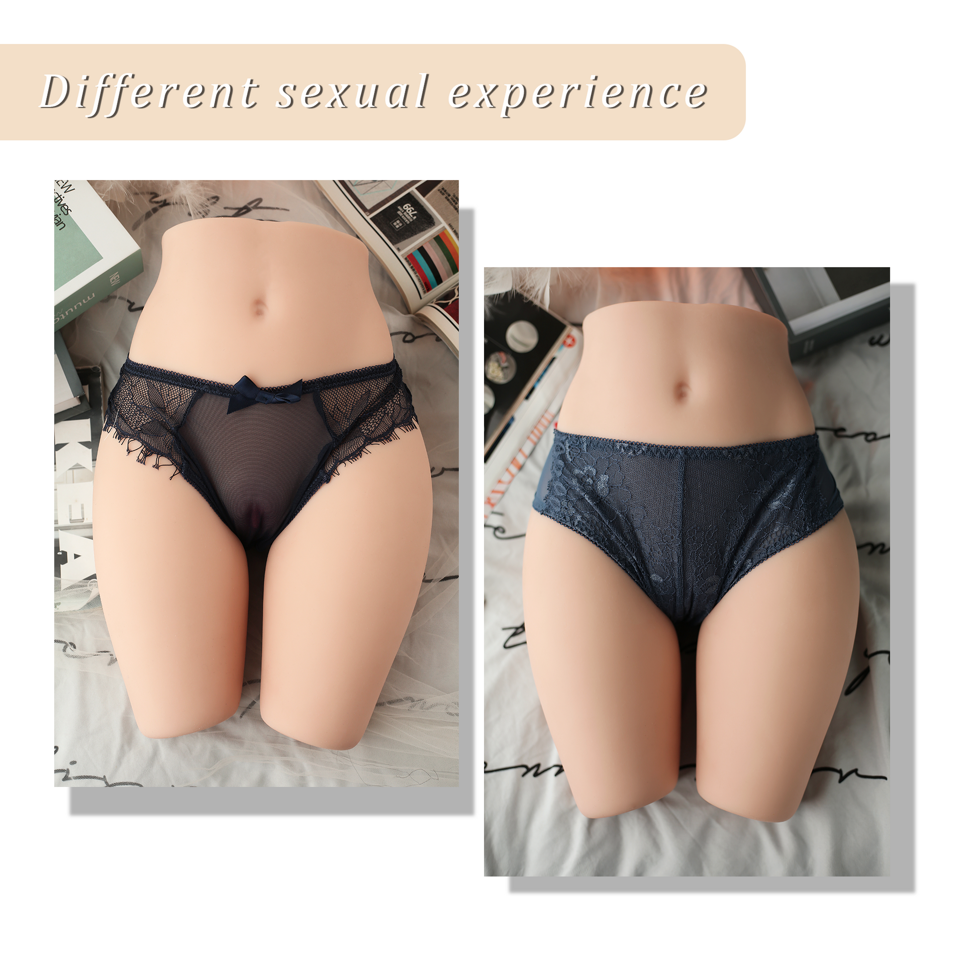 Premium realistic adult torso masturbator made of medical-grade TPE/silicone, featuring anatomically accurate breasts, textured intimate zones, and ergonomic contours.