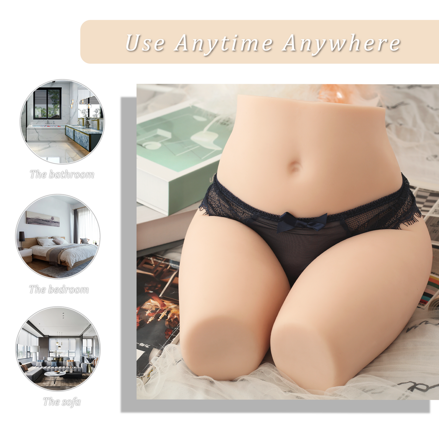 Premium realistic adult torso masturbator made of medical-grade TPE/silicone, featuring anatomically accurate breasts, textured intimate zones, and ergonomic contours.