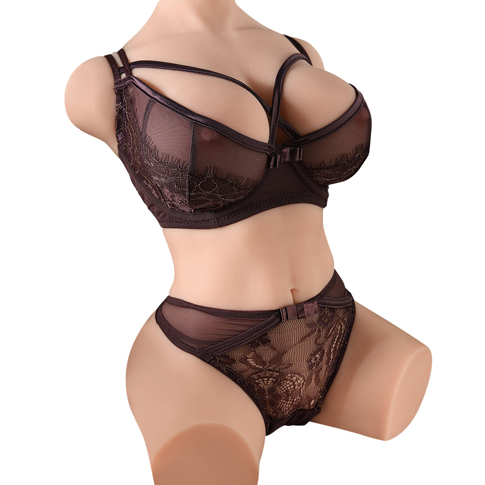 Premium realistic adult torso masturbator made of medical-grade TPE/silicone, featuring anatomically accurate breasts, textured intimate zones, and ergonomic contours.