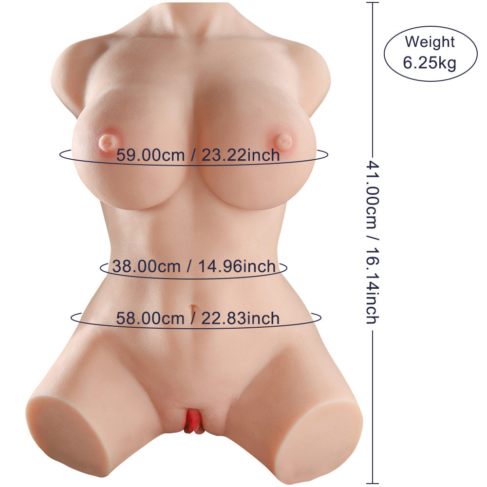 Premium realistic adult torso masturbator made of medical-grade TPE/silicone, featuring anatomically accurate breasts, textured intimate zones, and ergonomic contours.