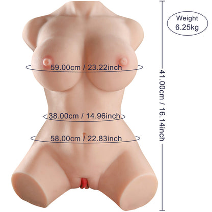 Premium realistic adult torso masturbator made of medical-grade TPE/silicone, featuring anatomically accurate breasts, textured intimate zones, and ergonomic contours.