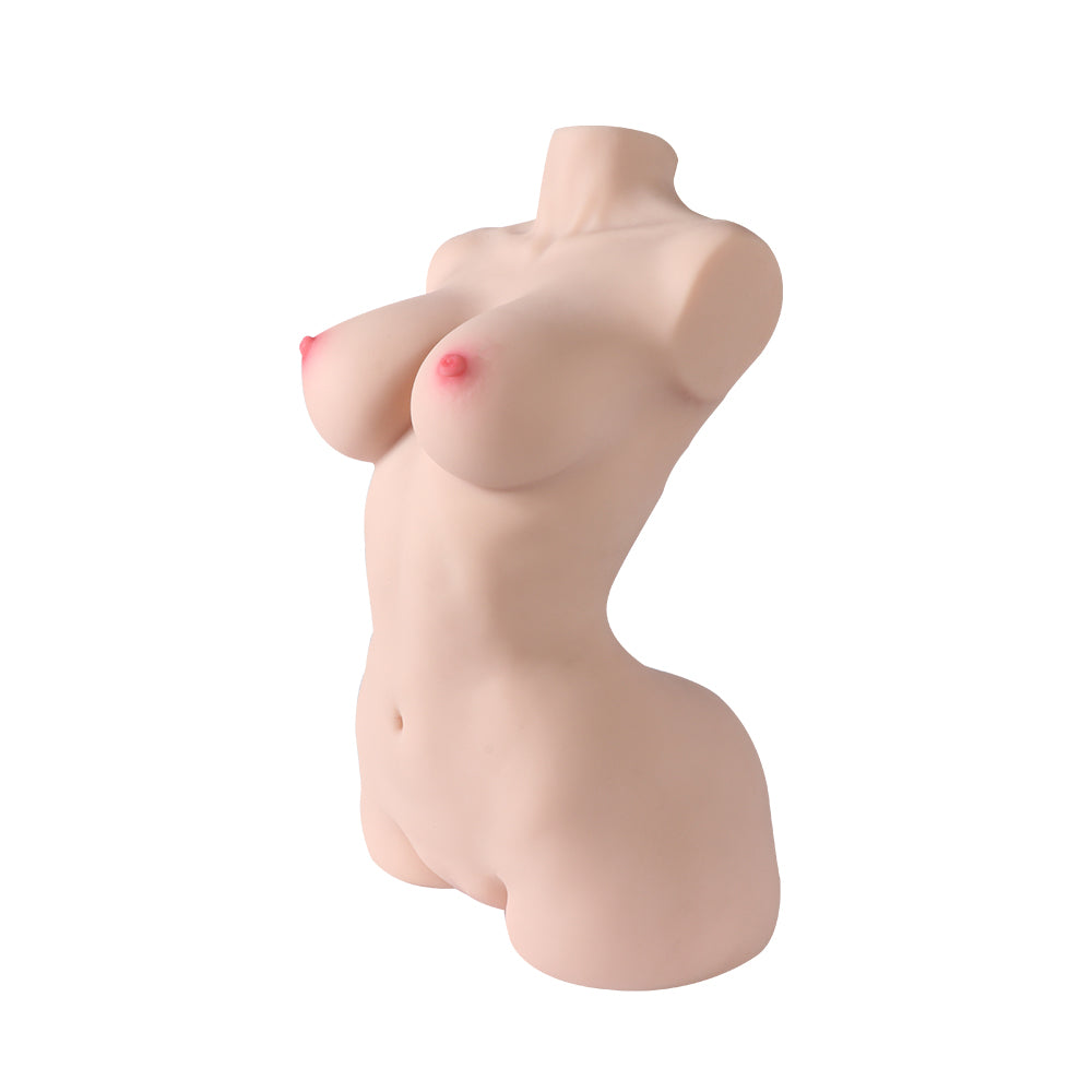 Premium realistic adult torso masturbator made of medical-grade TPE/silicone, featuring anatomically accurate breasts, textured intimate zones, and ergonomic contours.