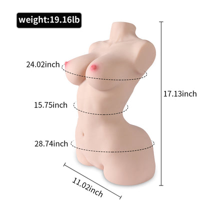 Premium realistic adult torso masturbator made of medical-grade TPE/silicone, featuring anatomically accurate breasts, textured intimate zones, and ergonomic contours.