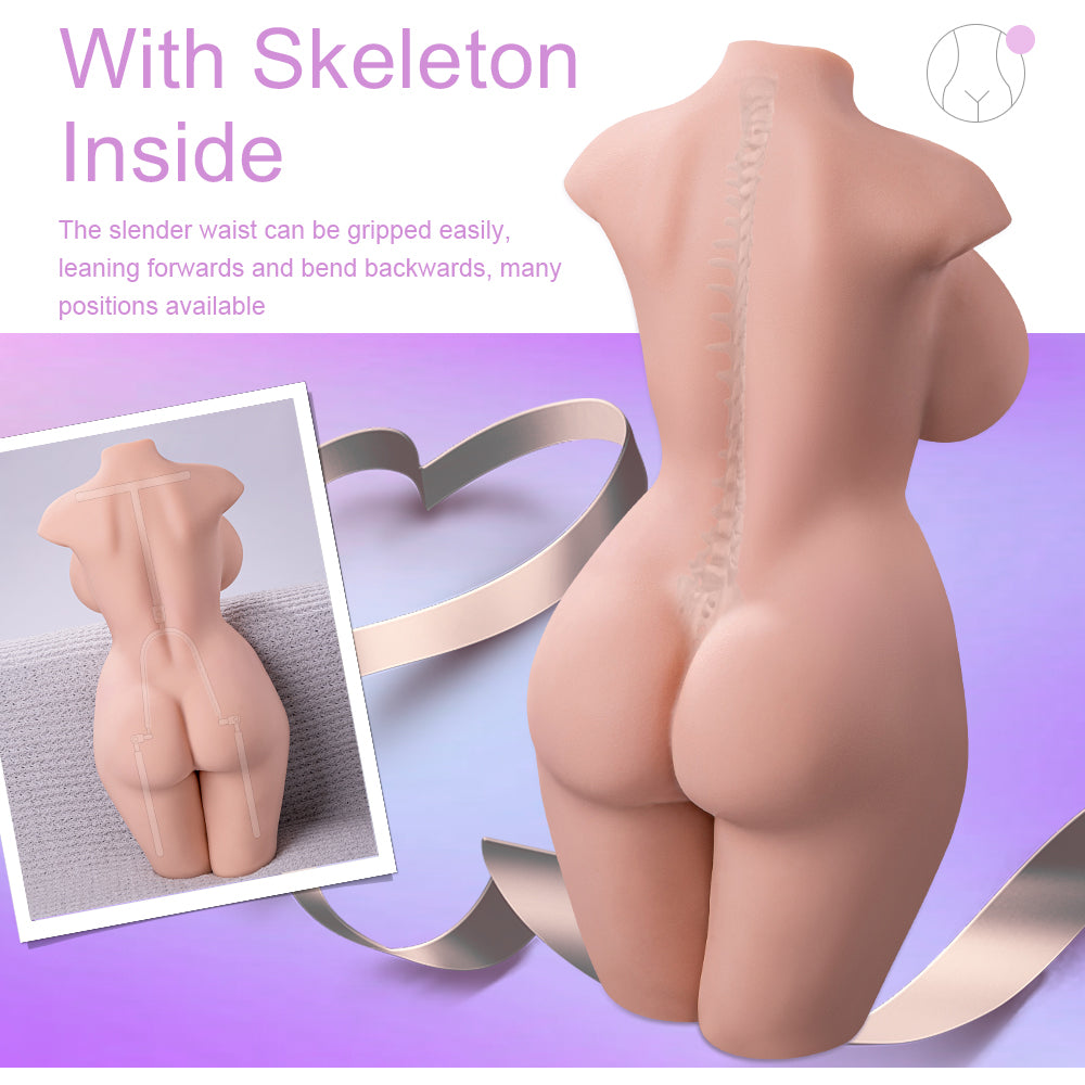 Premium realistic adult torso masturbator made of medical-grade TPE/silicone, featuring anatomically accurate breasts, textured intimate zones, and ergonomic contours.