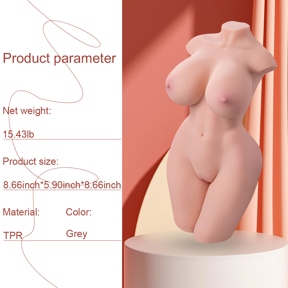 Premium realistic adult torso masturbator made of medical-grade TPE/silicone, featuring anatomically accurate breasts, textured intimate zones, and ergonomic contours.