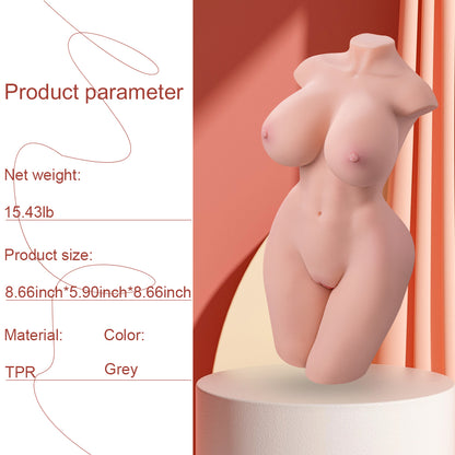 Premium realistic adult torso masturbator made of medical-grade TPE/silicone, featuring anatomically accurate breasts, textured intimate zones, and ergonomic contours.