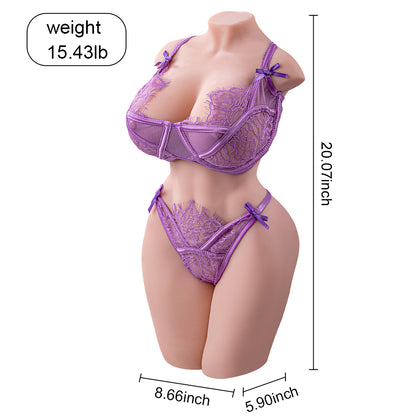 Premium realistic adult torso masturbator made of medical-grade TPE/silicone, featuring anatomically accurate breasts, textured intimate zones, and ergonomic contours.