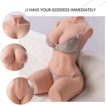 Premium realistic adult torso masturbator made of medical-grade TPE/silicone, featuring anatomically accurate breasts, textured intimate zones, and ergonomic contours.