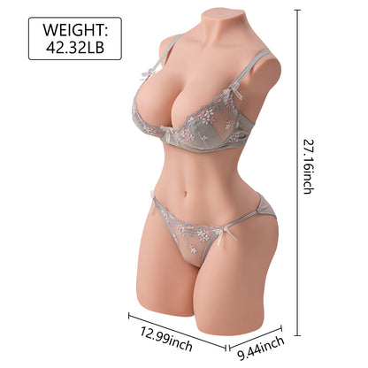 Premium realistic adult torso masturbator made of medical-grade TPE/silicone, featuring anatomically accurate breasts, textured intimate zones, and ergonomic contours.