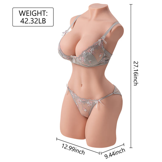 Premium realistic adult torso masturbator made of medical-grade TPE/silicone, featuring anatomically accurate breasts, textured intimate zones, and ergonomic contours.