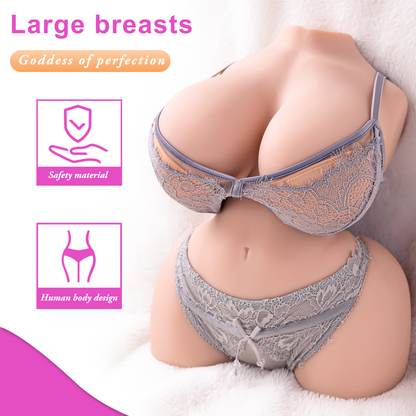 Premium realistic adult torso masturbator made of medical-grade TPE/silicone, featuring anatomically accurate breasts, textured intimate zones, and ergonomic contours.