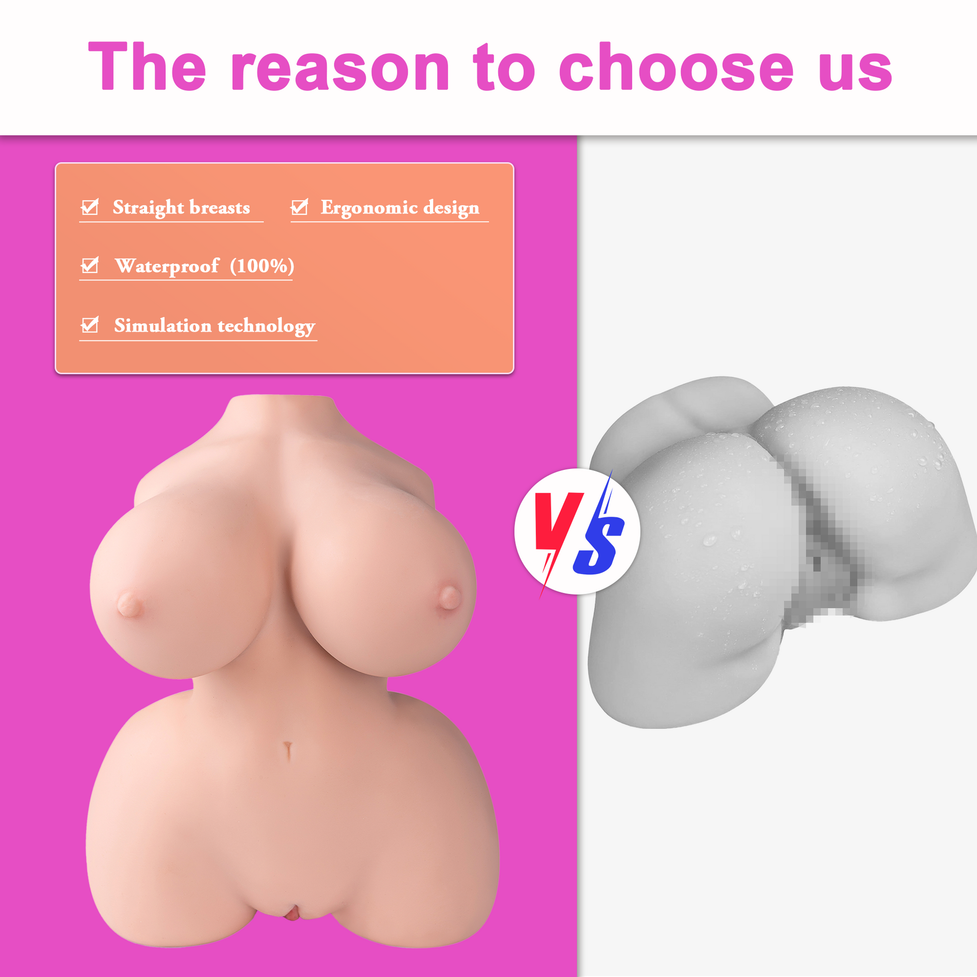 Premium realistic adult torso masturbator made of medical-grade TPE/silicone, featuring anatomically accurate breasts, textured intimate zones, and ergonomic contours.