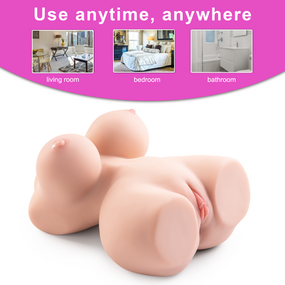 Premium realistic adult torso masturbator made of medical-grade TPE/silicone, featuring anatomically accurate breasts, textured intimate zones, and ergonomic contours.