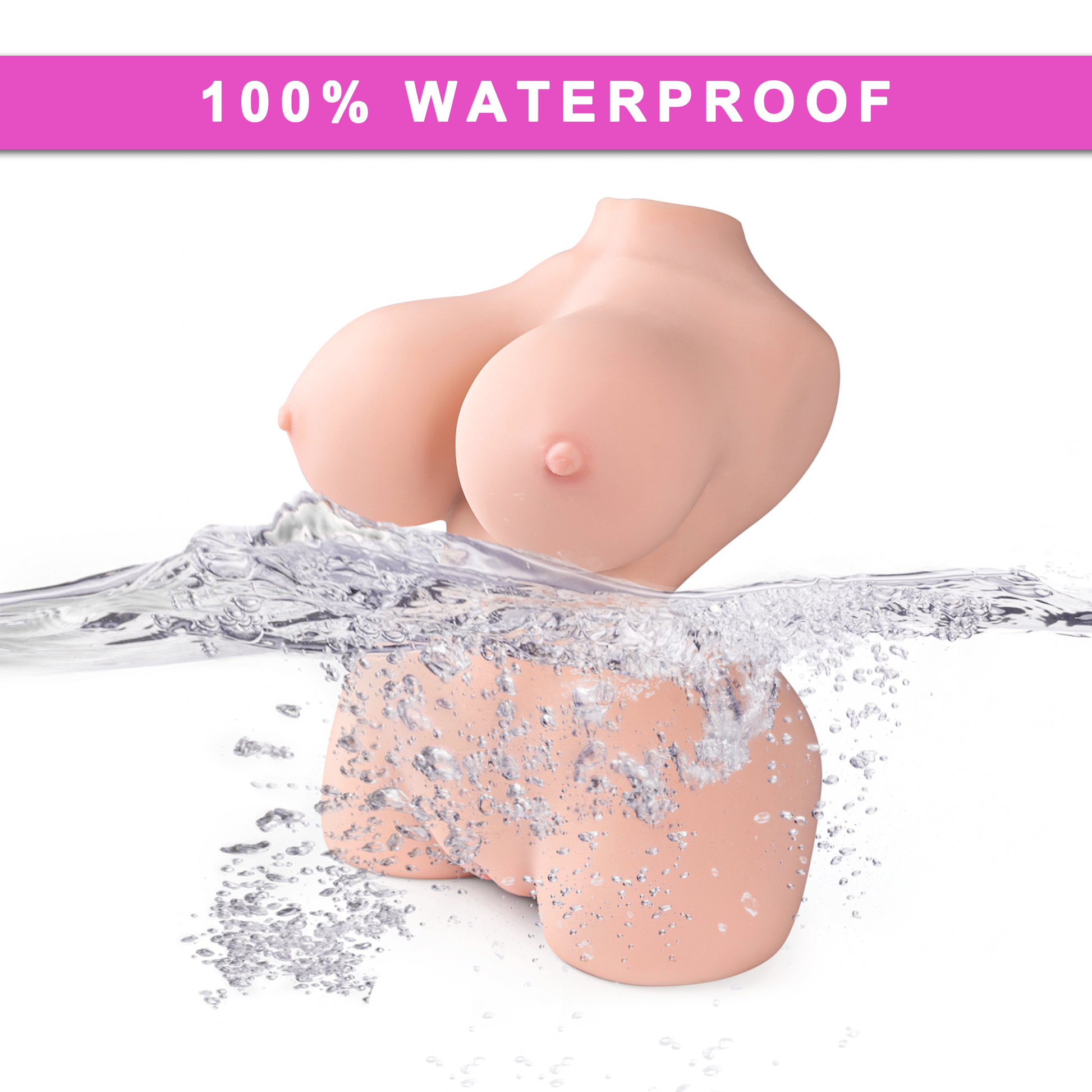 Premium realistic adult torso masturbator made of medical-grade TPE/silicone, featuring anatomically accurate breasts, textured intimate zones, and ergonomic contours.