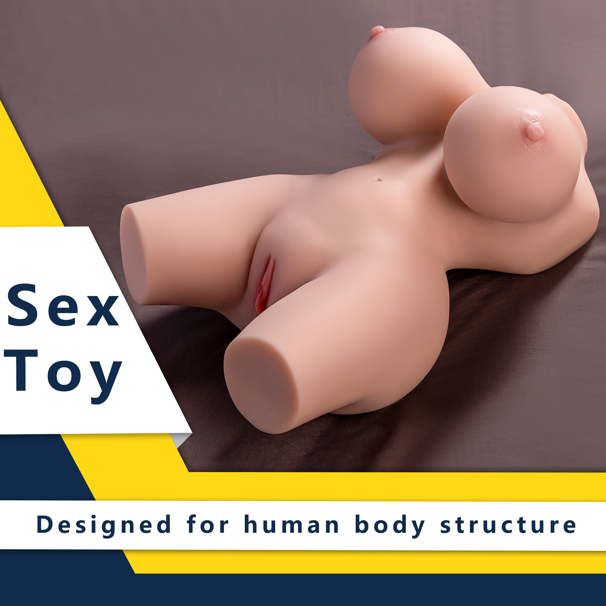 Premium realistic adult torso masturbator made of medical-grade TPE/silicone, featuring anatomically accurate breasts, textured intimate zones, and ergonomic contours.
