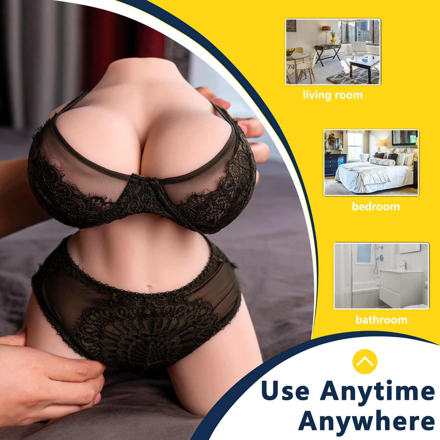 Premium realistic adult torso masturbator made of medical-grade TPE/silicone, featuring anatomically accurate breasts, textured intimate zones, and ergonomic contours.