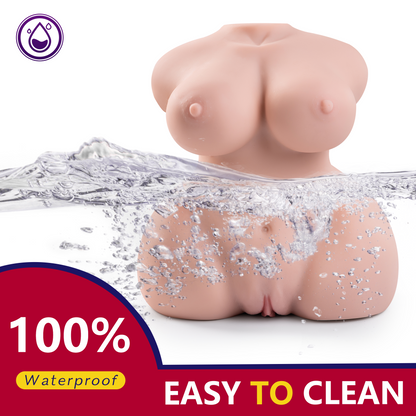Premium realistic adult torso masturbator made of medical-grade TPE/silicone, featuring anatomically accurate breasts, textured intimate zones, and ergonomic contours.