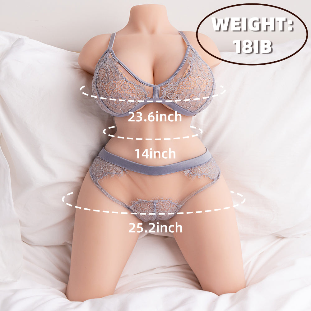 Premium realistic adult torso masturbator made of medical-grade TPE/silicone, featuring anatomically accurate breasts, textured intimate zones, and ergonomic contours.