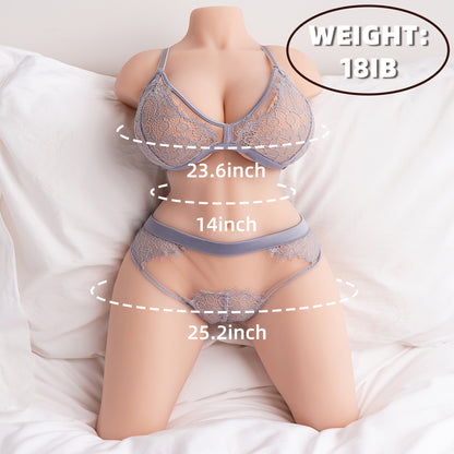 Premium realistic adult torso masturbator made of medical-grade TPE/silicone, featuring anatomically accurate breasts, textured intimate zones, and ergonomic contours.